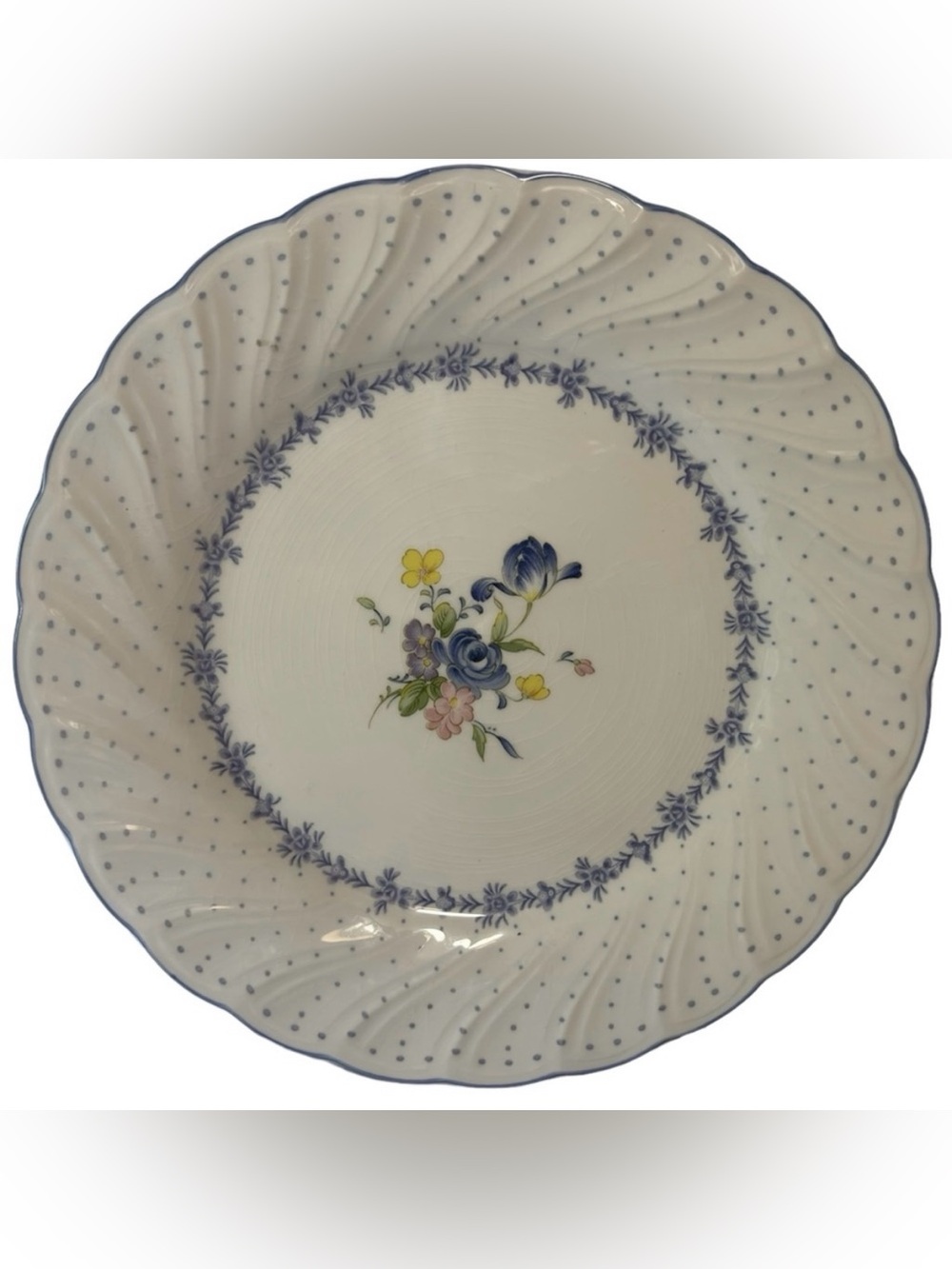 Porcelain Serving Plate Cobalt Blue and White Peony - 11" Nikko Blue Peo…